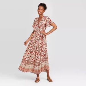 Knox Rose Floral Maxi Dress in Red and Cream